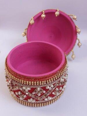 Red-Crystal-and-Beads-wooden-marriage-Sinhora at Shilphaat.com