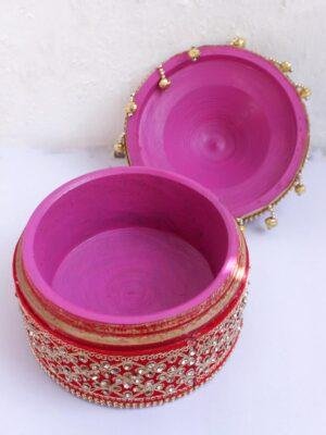 Red-Crystal-lace-wooden-marriage-Sinhora at Shilphaat.com