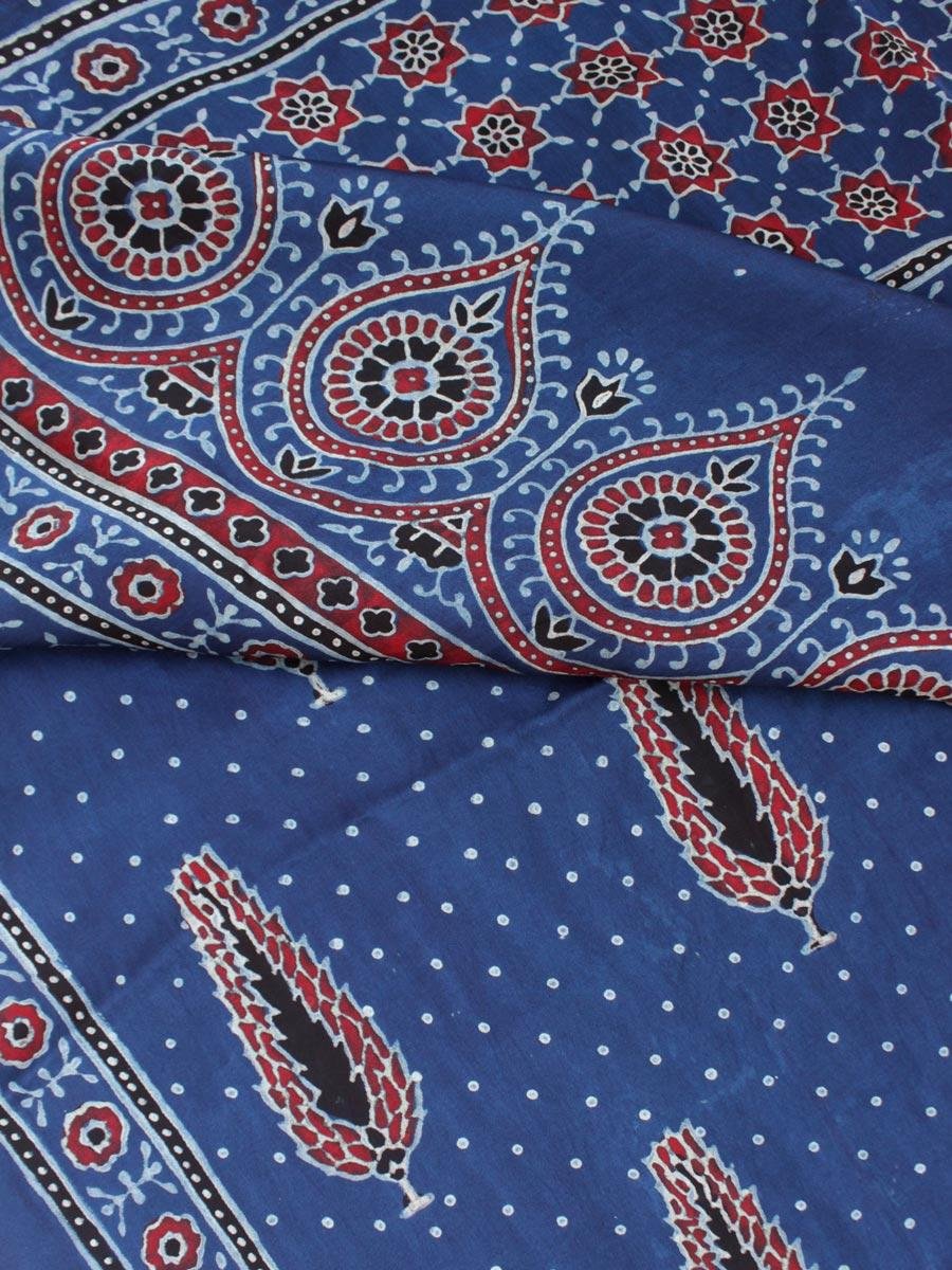 Red-leaves-on-Indigo-Modal-silk-Ajrakh-block-printed-scarf Red-leaves-on-Indigo-Modal-silk-Ajrakh-block-printed-scarf at Shilphaat