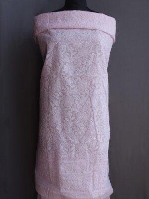 Pale-Pink-cotton-Chikankari-Kurta-Fabric at Shilphaat.com