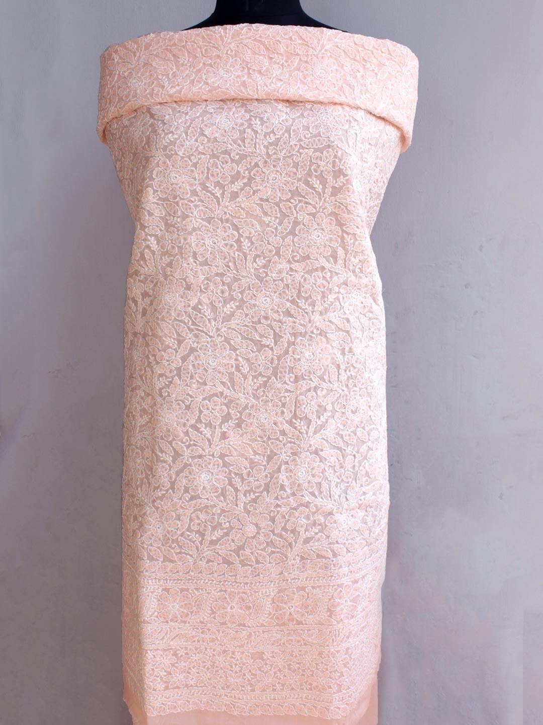 Peach-cotton-Chikankari-Kurta-Fabric Peach-cotton-Chikankari-Kurta-Fabric