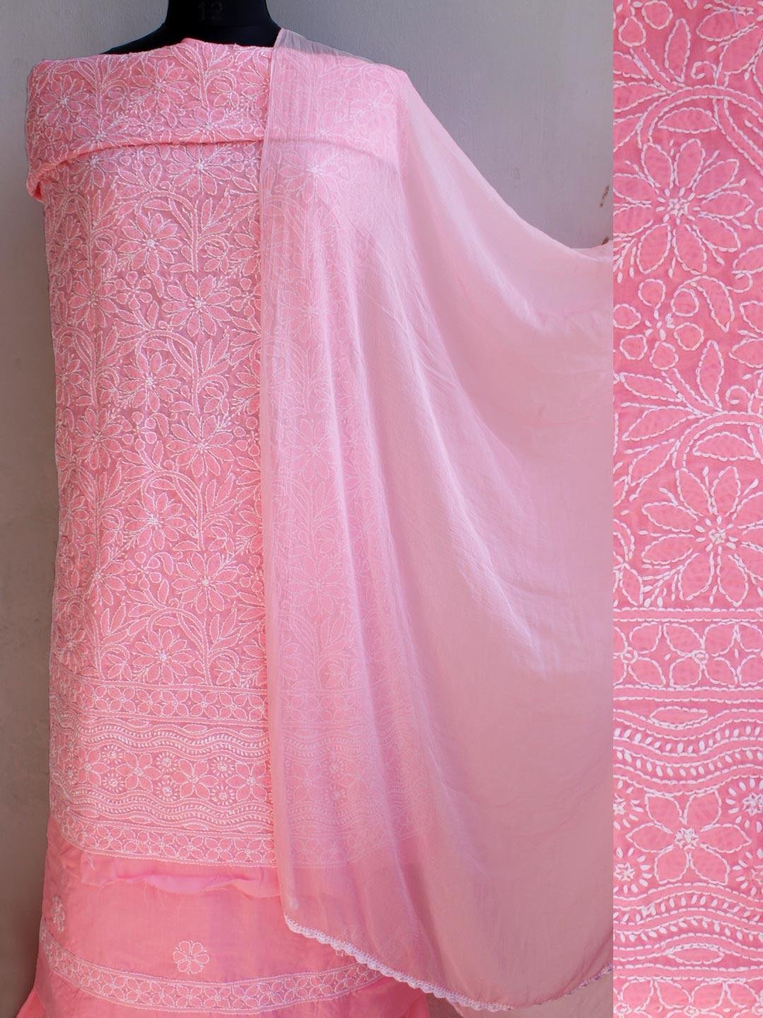 Pink-Peach-chikankari-cotton-3pc-ladies-suit-Shilphaat Pink-Peach-chikankari-cotton-3pc-ladies-suit-Shilphaat