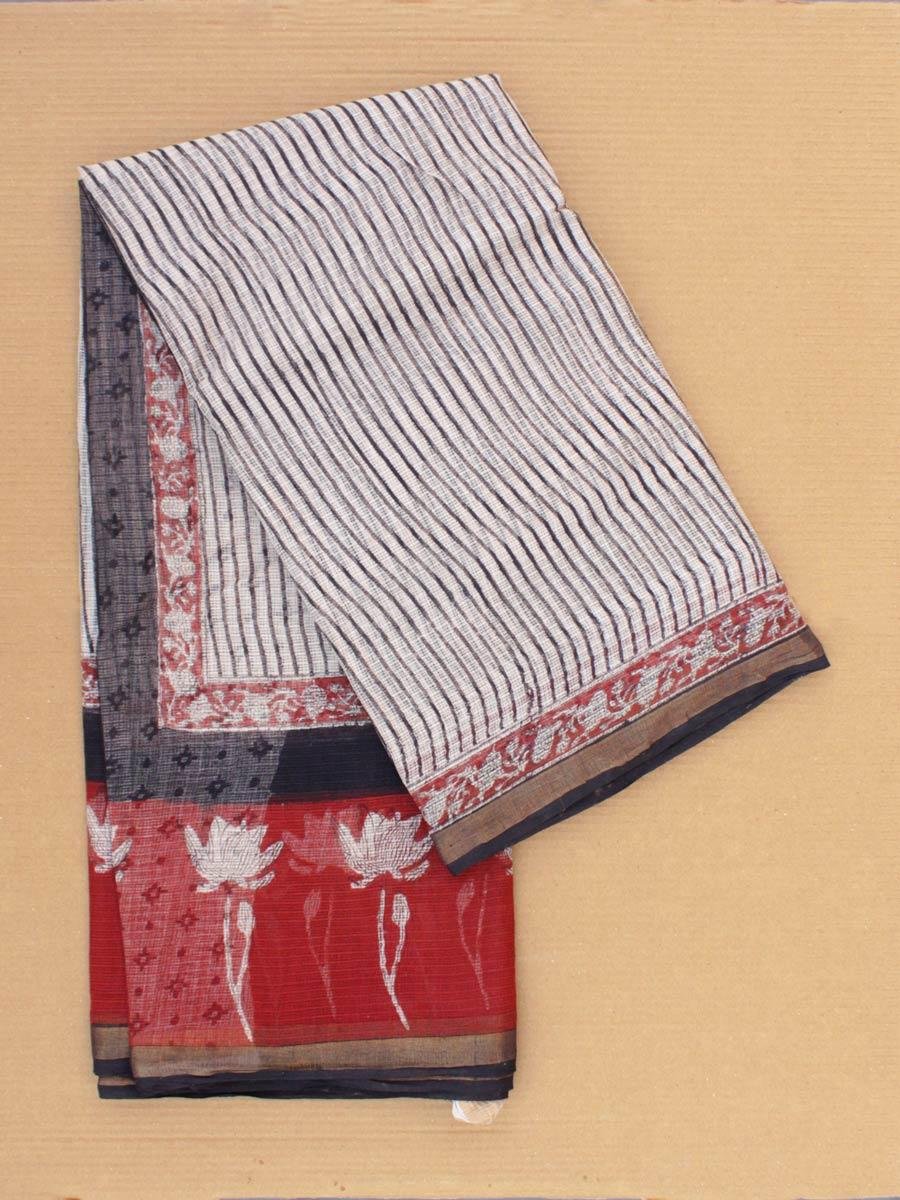 Maroon-and-off-white-Block-printed-Kota-cotton-saree Maroon-and-off-white-Block-printed-Kota-cotton-saree